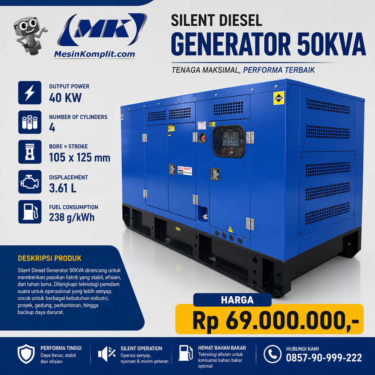 Genset Silent 50KVA ...